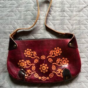 Floral Embossed Leather Shoulder Bag